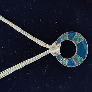 Lia Sophia Two Tone Green Enamel Pendant Necklace